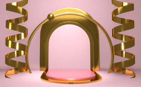 The Black podium show cosmetic product .3D renderingの写真素材