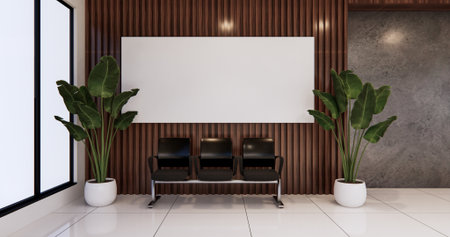 waiting room interior on office design.3D rendering