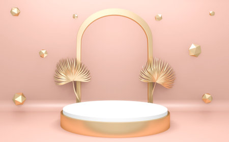 Pink podium minimalist mockup for podium display. 3D renderingの写真素材