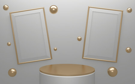 white podium on background abstract minimal style. 3D rendering