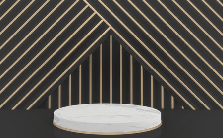 Dark style, Black minimal Podium eometric. 3D renderingの写真素材