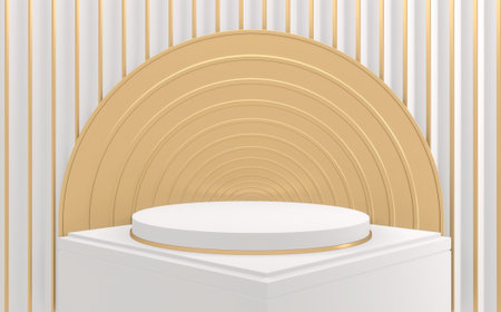 White style, Podium minimal geometric. 3D rendering
