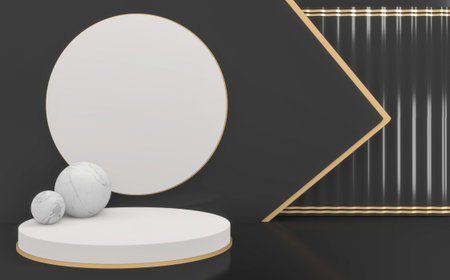 Dark style, Black minimal Podium eometric. 3D rendering