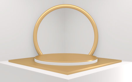 White style, Podium minimal geometric. 3D rendering