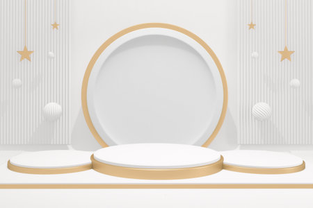 White podium minimal design product scene. 3d renderingの写真素材