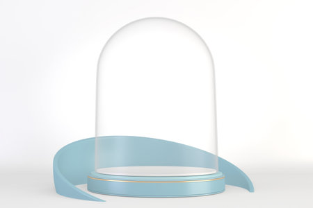 Cyan pedestal design for product show, 3D rendering