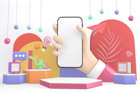 Finance colorful minimalist, mockup business style abstract cartoon 3d rendering