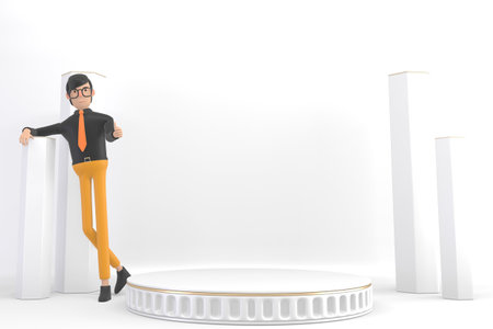 business man mock up on background for placing product images.3D renderingの写真素材