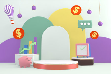 Business 3D ,minimalist, mockup business abstract colorful cartoon. 3d rendering