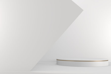 Roman podium white for cosmetic product on background granite white. 3d renderingの写真素材