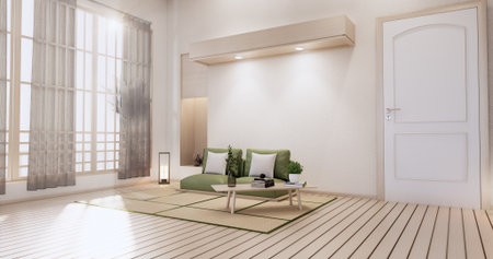 The Minimal room japanese style design.3D rendering