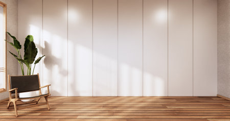 The Minimal room japanese style design.3D rendering