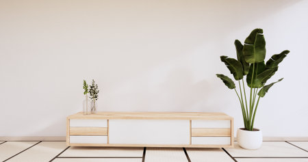Cabinet wooden design on modern room japanese.3D renderingの写真素材