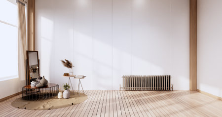 interior design,zen modern living room Japanese style.3D rendering