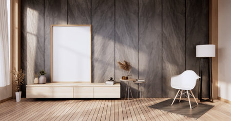 Minimalist Stylish interior of Mint modern wooden room with comfortable bed.3D renderingの写真素材