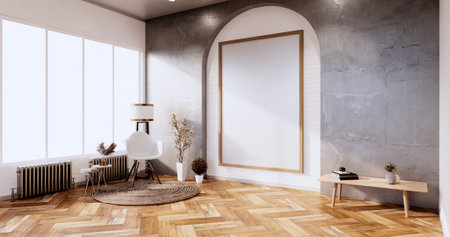Empty Loft style with white brick design loft style.3D rendering