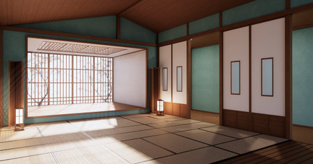 Interior ,Empty Mint room japanese style design.3D renderingの写真素材