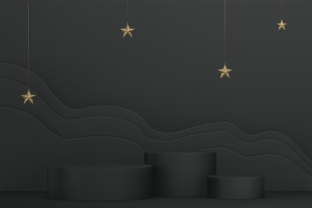Black podium on background minimal design. 3D rendering