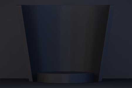 Abstract black podium show cosmetic products. 3D renderingの写真素材