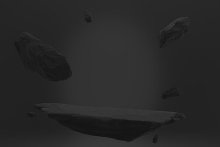 Black Stone stage decoration suitable for products.3D renderingの写真素材