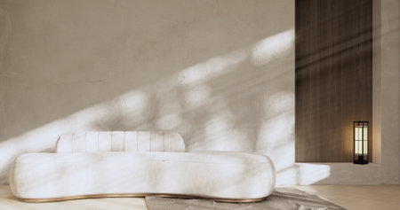 Armchair sofa and decoration japanese on Modern room interior wabisabi style.3D rendering