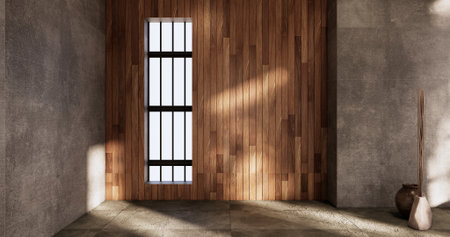 Cleaning empty room interior japan wabi sabi style.3D rendering