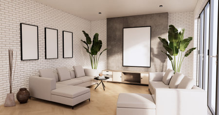 cabinet in loft interior room minimal designs, 3d rendering