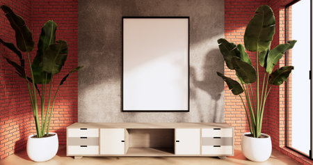 cabinet in loft interior room minimal designs, 3d rendering