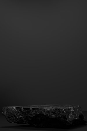 Rock stone podium Blank product shelf standing backdrop.の写真素材