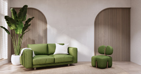 Muji Sofa armchair on Living room empty japandi style.