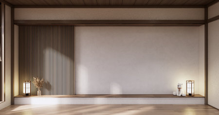 Muji style, Empty wooden room,Cleaning japandi room interior