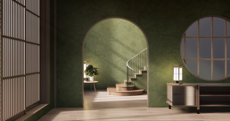 Empty - Clean green modern room japanese style.