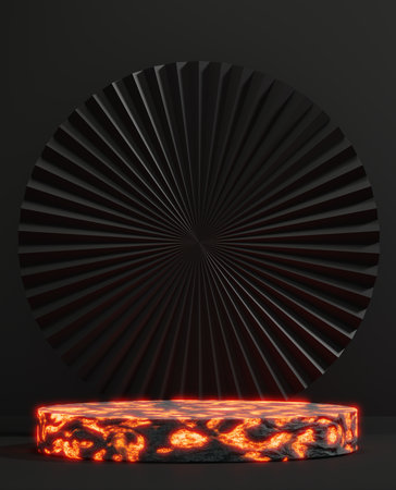 Fashion product background and stand black podium display with blank backdrops.の写真素材