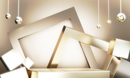 The Gold Chinese podium minimal geometric, podium Chinese traditional.の写真素材