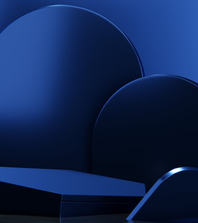 Blue Abstract geometric background, japanese style podium blue concept .の写真素材