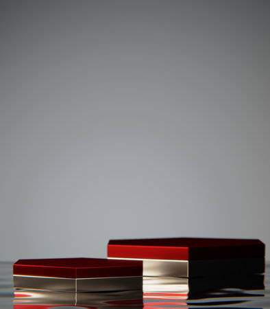 China Red stage podium decoration suitable for products.の写真素材