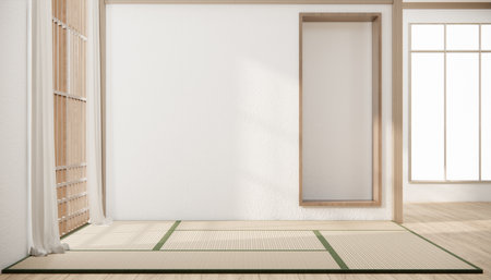 Japan style ,empty room decorated  in white room japan interior.の写真素材