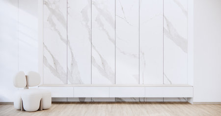 Minimalist japandi style living room decorated with sofa.の写真素材