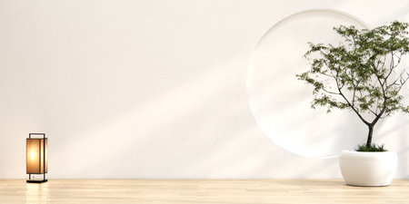Empty room,Clean japanese minimalist room interiorの写真素材