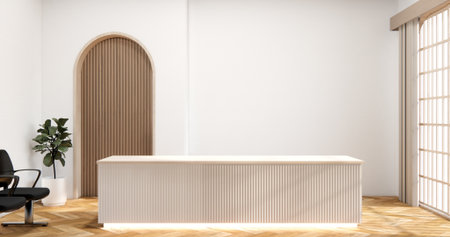 Mock up scene office Desk standing in office.の写真素材