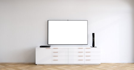 Cabinet wooden design on white room interior modern style.の写真素材