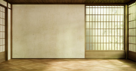 Empty wooden room ,Cleaning room interior, 3D renderingの写真素材