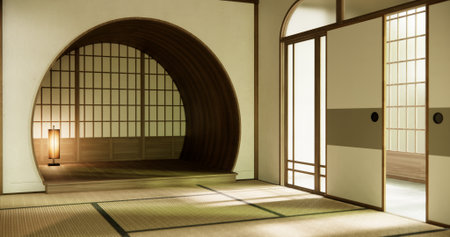 cleaning Interior, Empty room and tatami mat floor room modern style.の写真素材