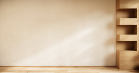 The shelf wall on modern room japanese style. 3D renderingの写真素材