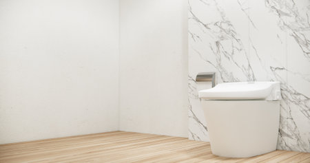 White Toilet and decoartion on modern zen toilet room japan styleの写真素材