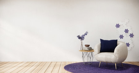 Purple japan interior style has a armchair sofa on living room minimalの写真素材