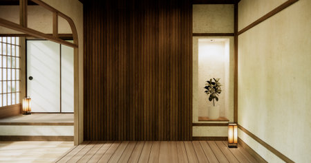 Empty room, original Japanese style mixed with modern minimal.の写真素材