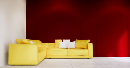 Red modern style empty white minimalist background.の写真素材