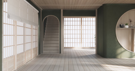 Empty - Clean green modern room japanese style.