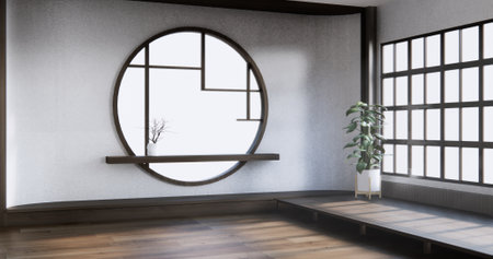 Modern japan room wooden floor on wall design.の写真素材